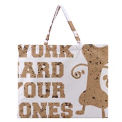 Work Hard Your Bones Zipper Large Tote Bag by Melcu