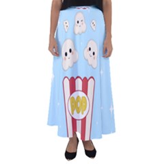 Cute Kawaii Popcorn Flared Maxi Skirt by Valentinaart