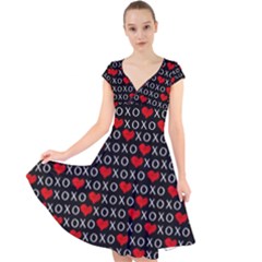 Xoxo Valentines Day Pattern Cap Sleeve Front Wrap Midi Dress by Valentinaart