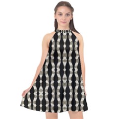 Wavy Stripes Pattern Halter Neckline Chiffon Dress  by dflcprints