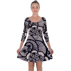 Background Abstract Beige Black Quarter Sleeve Skater Dress by Nexatart