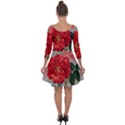 Flower Floral Background Red Rose Quarter Sleeve Skater Dress View2