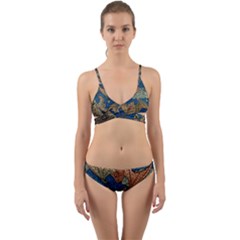 Bats Cubism Mosaic Vintage Wrap Around Bikini Set by Nexatart