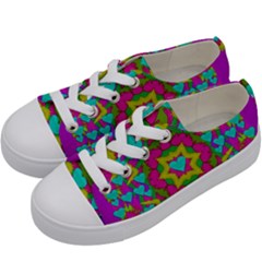 Hearts In A Mandala Scenery Of Fern Kids  Low Top Canvas Sneakers by pepitasart