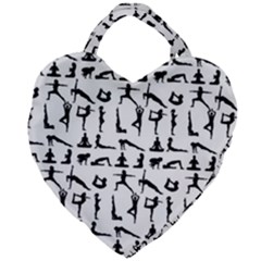 Yoga Pattern Giant Heart Shaped Tote by Valentinaart