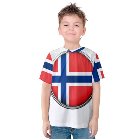 Norway Country Nation Blue Symbol Kids  Cotton Tee by Nexatart