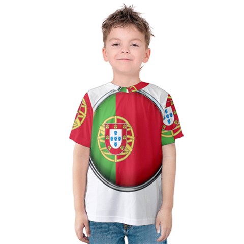 Portugal Flag Country Nation Kids  Cotton Tee by Nexatart