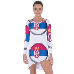 Serbia Flag Icon Europe National Asymmetric Cut-out Shift Dress by Nexatart