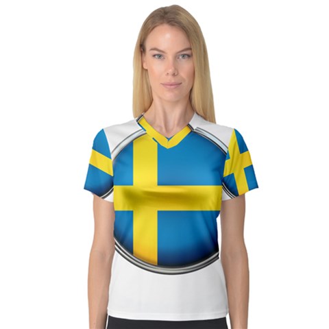 Sweden Flag Country Countries V-neck Sport Mesh Tee by Nexatart