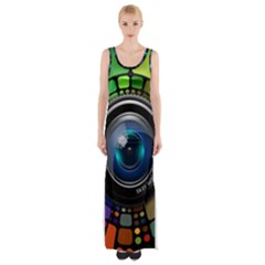 Lens Photography Colorful Desktop Maxi Thigh Split Dress by Nexatart