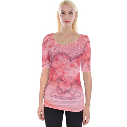 Heart Love Friendly Pattern Wide Neckline Tee by Nexatart