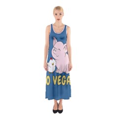 Go Vegan - Cute Pig And Chicken Sleeveless Maxi Dress by Valentinaart