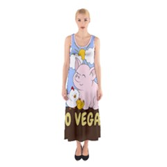 Go Vegan - Cute Pig And Chicken Sleeveless Maxi Dress by Valentinaart