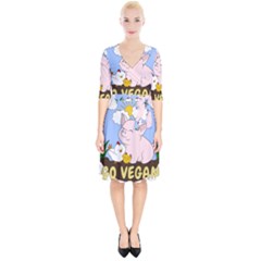 Go Vegan - Cute Pig And Chicken Wrap Up Cocktail Dress by Valentinaart