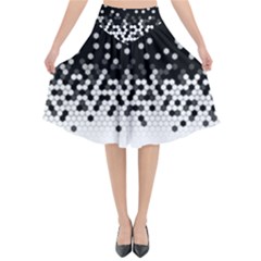 Flat Tech Camouflage Black And White Flared Midi Skirt by jumpercat