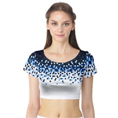 Flat Tech Camouflage Reverse Blue Short Sleeve Crop Top by jumpercat