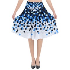 Flat Tech Camouflage Reverse Blue Flared Midi Skirt by jumpercat