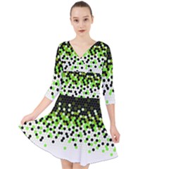 Flat Tech Camouflage Reverse Green Quarter Sleeve Front Wrap Dress	 by jumpercat