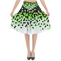 Flat Tech Camouflage Reverse Green Flared Midi Skirt by jumpercat