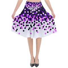 Flat Tech Camouflage Reverse Purple Flared Midi Skirt by jumpercat