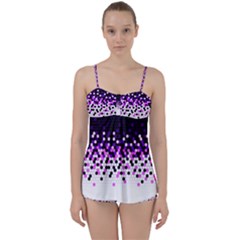 Flat Tech Camouflage Reverse Purple Babydoll Tankini Set by jumpercat