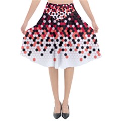 Flat Tech Camouflage Reverse Red Flared Midi Skirt by jumpercat