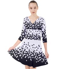 Flat Tech Camouflage White And Black Quarter Sleeve Front Wrap Dress	 by jumpercat