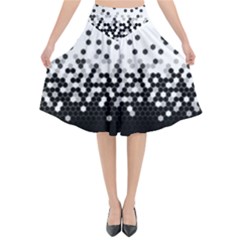 Flat Tech Camouflage White And Black Flared Midi Skirt by jumpercat