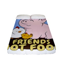 Friends Not Food - Cute Pig And Chicken Fitted Sheet (full/ Double Size) by Valentinaart