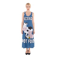 Friends Not Food - Cute Cow, Pig And Chicken Sleeveless Maxi Dress by Valentinaart