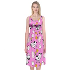 The Farm Pattern Midi Sleeveless Dress by Valentinaart