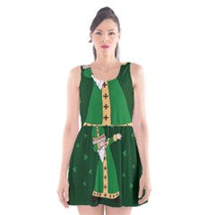  St  Patrick  Dabbing Scoop Neck Skater Dress by Valentinaart