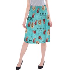 Vintage Glasses Blue Midi Beach Skirt by snowwhitegirl