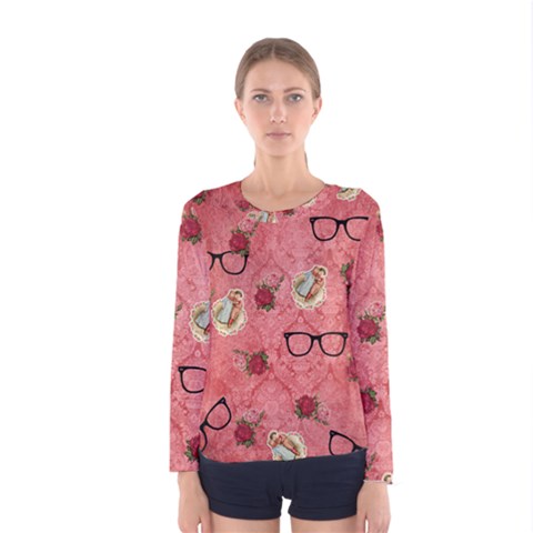 Vintage Glasses Rose Women s Long Sleeve Tee by snowwhitegirl