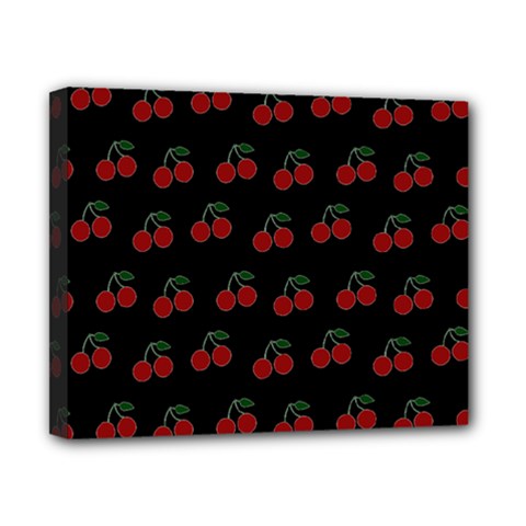 Cherries Black Canvas 10  X 8  by snowwhitegirl