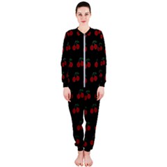 Cherries Black Onepiece Jumpsuit (ladies)  by snowwhitegirl