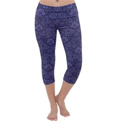 Damask Purple Capri Yoga Leggings by snowwhitegirl