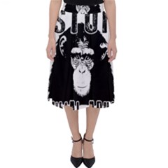 Stop Animal Abuse - Chimpanzee  Folding Skater Skirt by Valentinaart