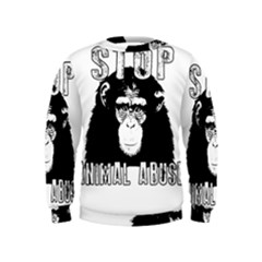 Stop Animal Abuse - Chimpanzee  Kids  Sweatshirt by Valentinaart