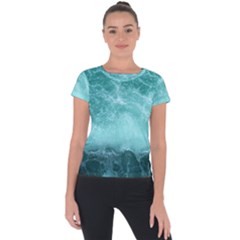 Green Ocean Splash Short Sleeve Sports Top  by snowwhitegirl