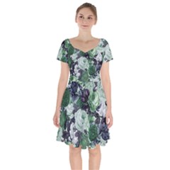 Rose Bushes Green Short Sleeve Bardot Dress by snowwhitegirl