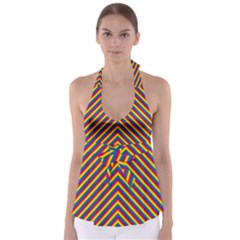 Gay Pride Flag Rainbow Chevron Stripe Babydoll Tankini Top by PodArtist