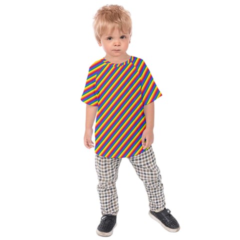 Gay Pride Flag Candy Cane Diagonal Stripe Kids Raglan Tee by PodArtist