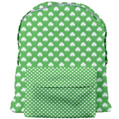 White Heart-shaped Clover On Green St  Patrick s Day Giant Full Print Backpack by PodArtist