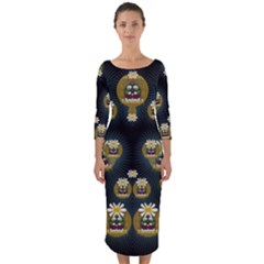 Bats In Caves In Spring Time Quarter Sleeve Midi Bodycon Dress by pepitasart