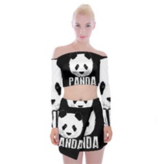 Panda  Off Shoulder Top With Mini Skirt Set by Valentinaart