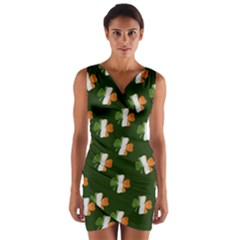 Irish Clover Wrap Front Bodycon Dress by Valentinaart