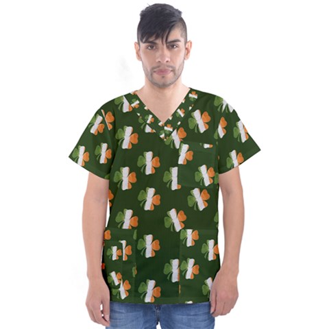 Irish Clover Men s V-neck Scrub Top by Valentinaart