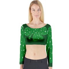 Sparkly Clover Long Sleeve Crop Top by Valentinaart