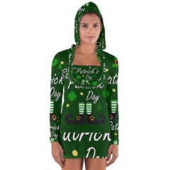 St Patricks Leprechaun Long Sleeve Hooded T-shirt by Valentinaart